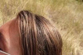 Taking his dick hard in the woods