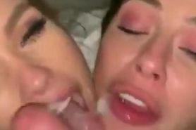 Slut Wife and Girlfriend Kissing Then Taking Cumshot