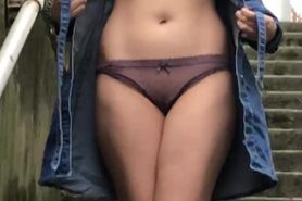 Slut Showing Her Small Tits Outside