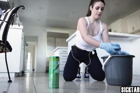 Hot maid banged by a dirty younger guy after she cleane