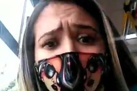 Masked Bitch Squirting on the Bus