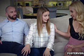 Foster parents making up together with the help of thei