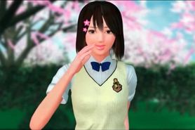 3D Busty Schoolgirl Outdoor Blowjob