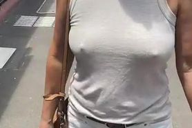 Sexy mature woman braless