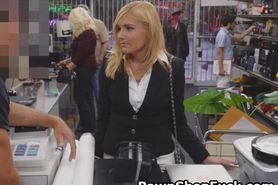 Blonde MILF On Her Knees Sucking Dick In Pawn Shop