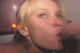 Blonde Taking Facial At Glory Hole