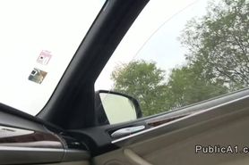 Amateur hitchhiker fucked from behind in car