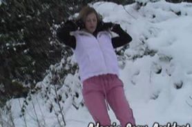 Adana wetting her pants in snow