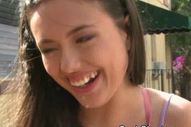 Brunette Plays With Pussy In Stunt