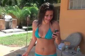 College hotties flashing tits at pool sex party