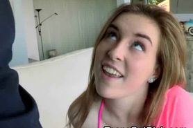 Teen Sucking Massive Dick On Her Knees