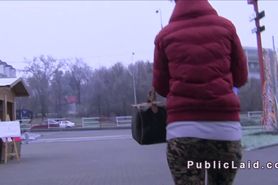 European amateur bangs in public by stranger