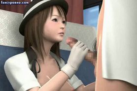 Cute animated chick doing handjob