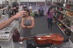 Brunette Strips In Back Of Pawn Shop