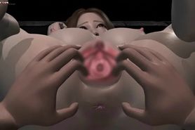 Busty animated babe gets fingered