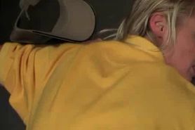 Blonde pussy smashed in a restaurant kitchen