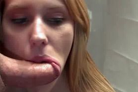 Two college blondes sharing dick in POV style