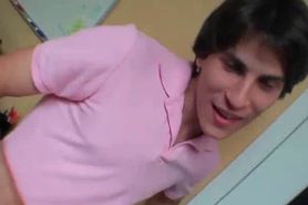 College babe strips to fuck at a sex party