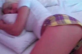 Lusty blonde rubbing soft pussy in POV style