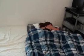 Cute brunette takes a pussy massage in POV