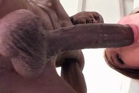 Redhead deep throats and humps black dick