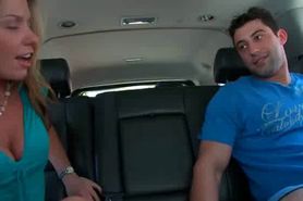 Sexy MILF giving amazing blowjob in the car