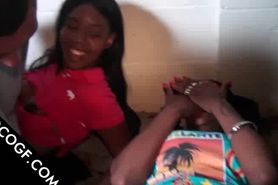 Cute Choco teens fucked hard in silly threesome
