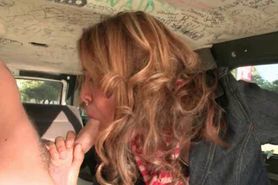 Attractive girl gets hardcore oral in the bus