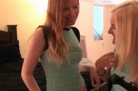 Two college blondes making out in POV style