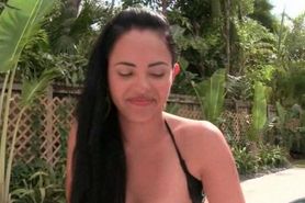 Sweet brunette masturbating cunt in shower