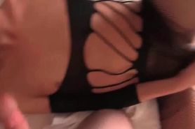 Shemale dildoing and giving blowjob