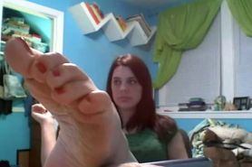 Girl feet on webcam