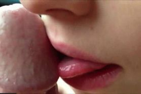 Licking his dick really closeup