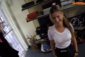Cute waitress screwed at the pawnshop