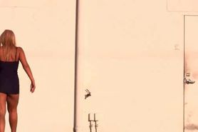 Little blonde fellating loaded schlong on gloryhole