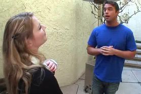 Topless MILF doing teen shaft on knees