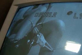 Hottie gets topless and blows monster dick on gloryhole