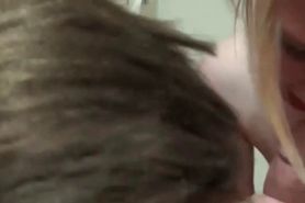 Lusty GFs sharing loaded cock in threesome