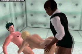 3D shemale taking two hard cocks