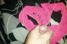 cumming in pink lace panties