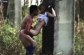 Chained babe gets licked and fucked
