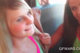 College hot babes having lesbian sex in a bus