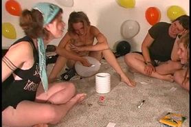College slut masturbates in group sex games