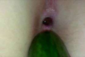 BBW assfucked by cucumber and cock