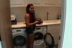 Asian Ex Eaten Out In Laundry Room