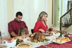 MILF And Teen Suck At Dinner Party