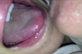 Horny Amateur Eating Some Cum