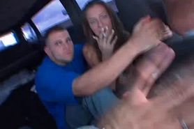 Cute girl flashing tits and small butt hole in bus