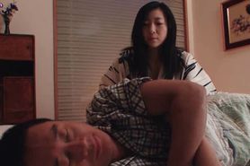 Asian shows off her cocksucking skills