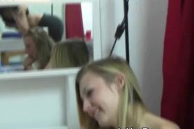 Twin Blondes Riding At Dorm Party